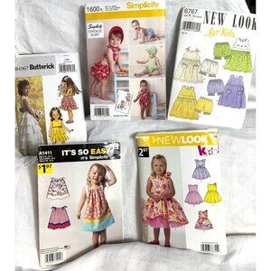 Sewing Patterns Toddler Girls Dresses Bloomers Adorable Variety Lot of 5